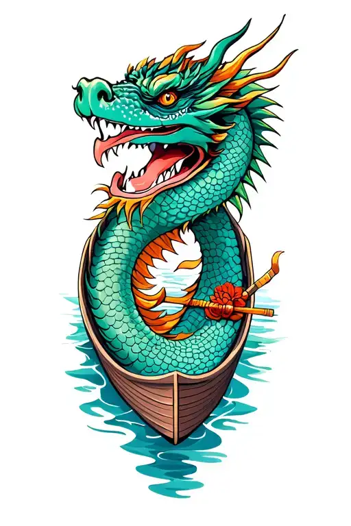 Dragon Boat Inside Representing The Client's Strength And Smiling