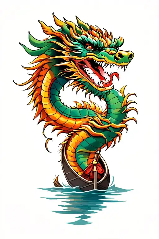 Dragon Boat Inside Representing The Client's Strength And Smiling