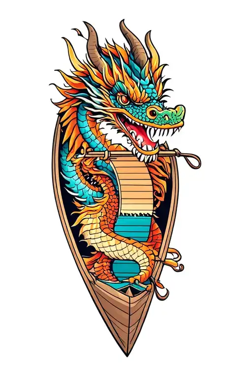 Dragon Boat Inside Representing The Client's Strength And Smiling