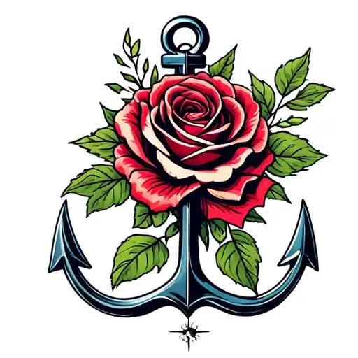 Anchor And Rose With Compass