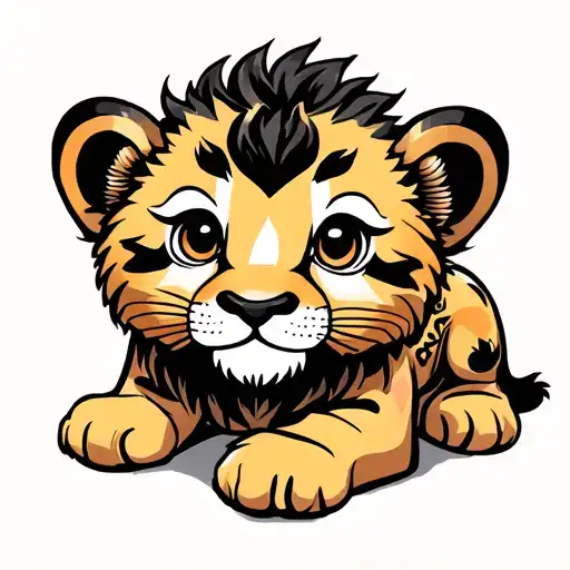 Japanese Lion Cub Laying