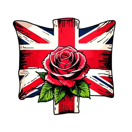 British Flag Around A Rose