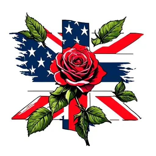 British Flag Around A Rose