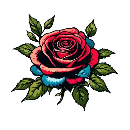 Traditional Rose Tattoo For Jigger