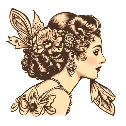 Roaring 20S Flapper Girl Side Profile