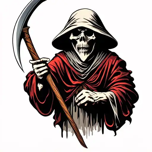 Grim Reaper Holding A Scythe