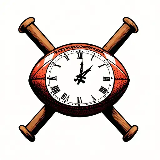 Rugby Ball With Clock Inside With Posts Behind It