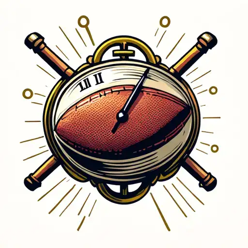 Rugby Ball With Clock Inside With Posts Behind It