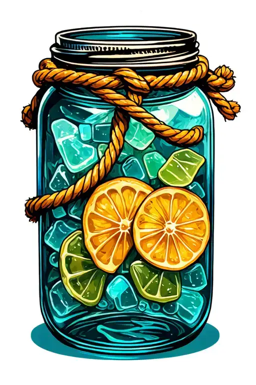 Sea Glass In Jar With Rope