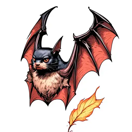 American Traditional Bat Wings Open