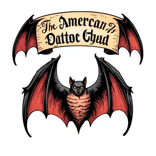 American Traditional Bat Wings Open