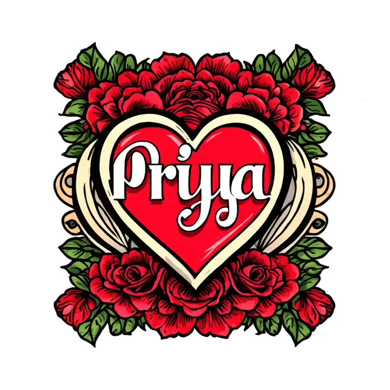 Priya Name Design With Heart
