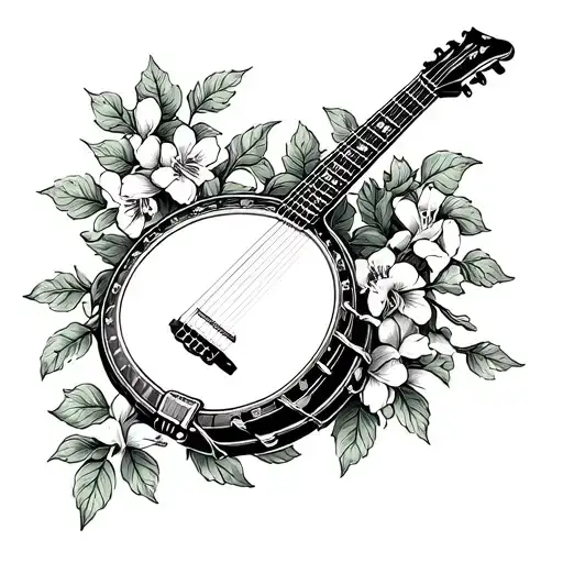 Banjo Wrapped In Honeysuckle Vine Black Only