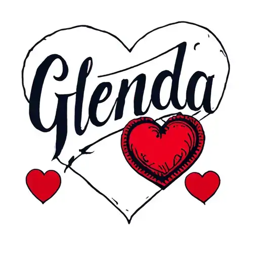 Name Glenda Inside A Big Red Heart