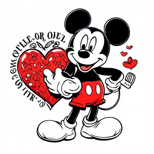 Mickey Mouse Holding Old School Heart