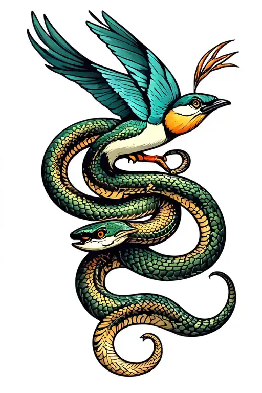 Bird And Snake Intertwined