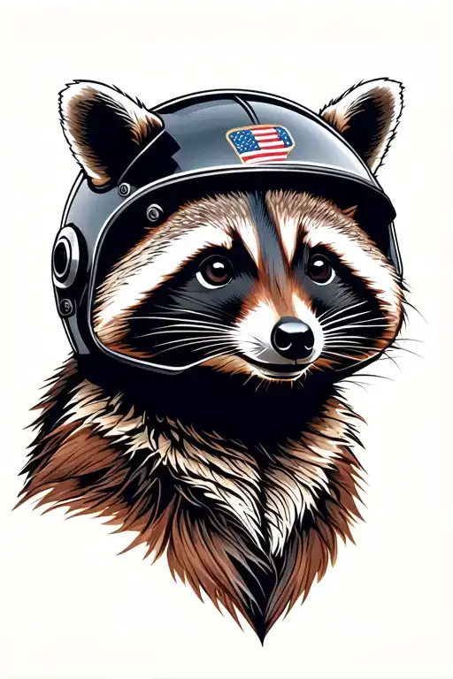Racoon Wearing Motorcycle Helmet