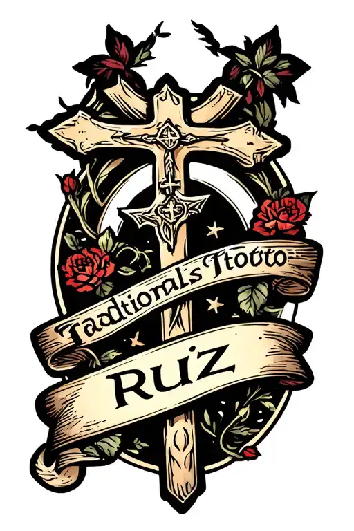 Catholic Cross With Banner That Says Ruiz