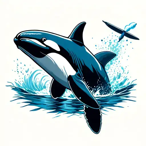 A Badass Angry Us Navy Military Killer Whale Swimming Underwater Launching A Torpedo Tattoo idea