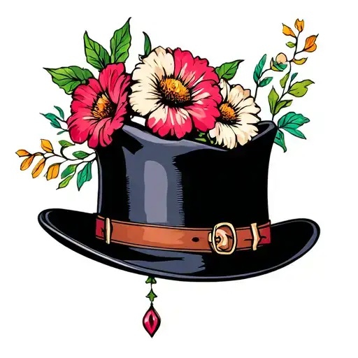 Porkpie Hat With Flowers Behind It