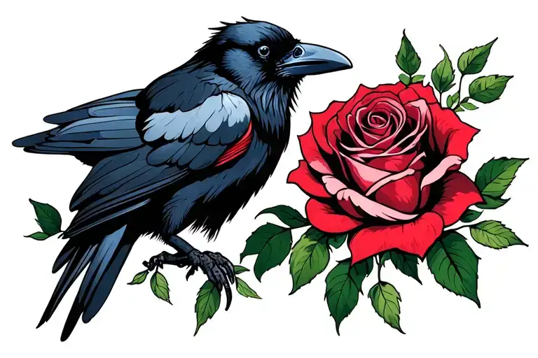 Raven And Rose With Poetic Elements