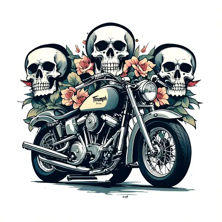 Triumph Motorcycle With Skulls