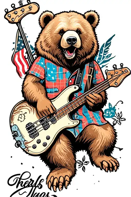 Bear Playing Bass Guitar