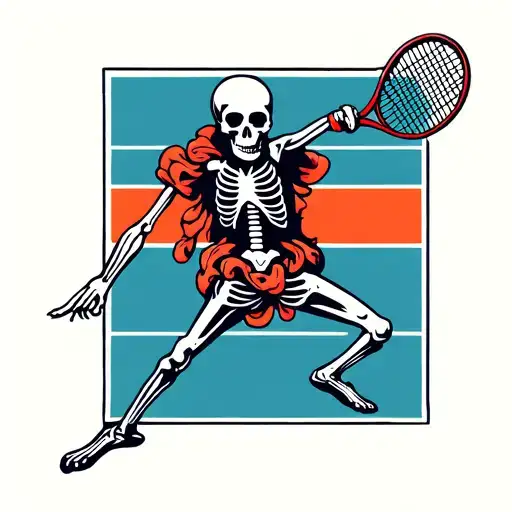 Skeleton Playing Tennis