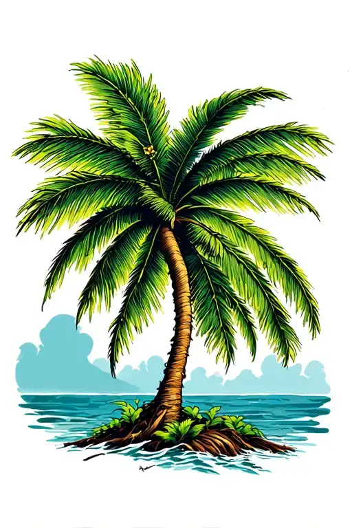 Single Palm Tree Growing