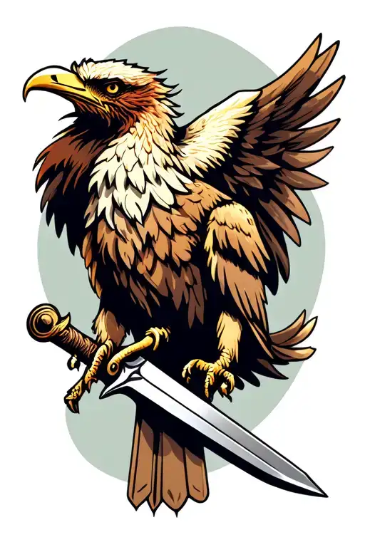 Vintage Griffin With A Sword On Beak