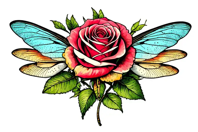 Rose Money Peddles Dragonflys Wrapped Around