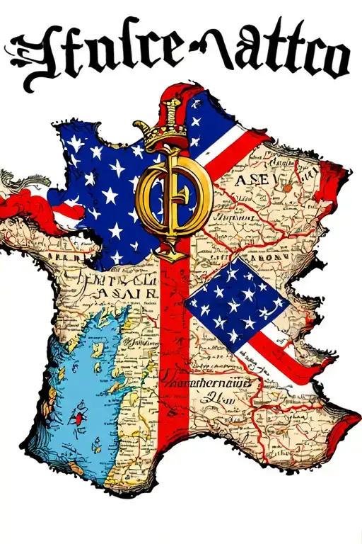French Map With French Symbol Surrounded