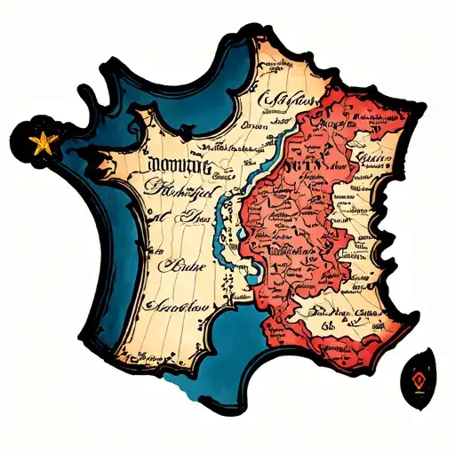 French Map With French Symbol Surrounded