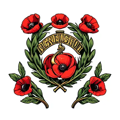 Usmc Rank Insignia Surrounded By Poppy Wreath