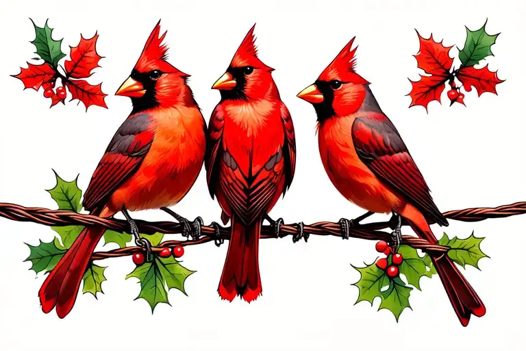 Cardinals On A Telephone Wire
