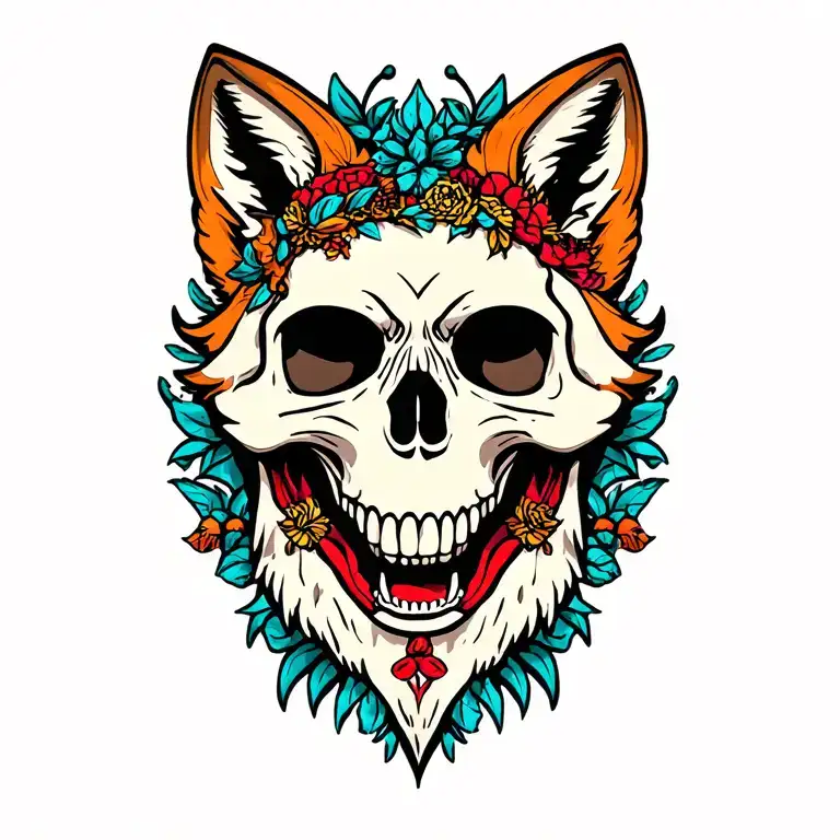 Skull Fox Body Tattoo idea