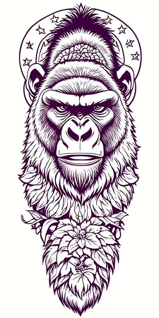 Blackout Full Sleeve With Gorilla At The Top Half Sleeve Tattoo idea