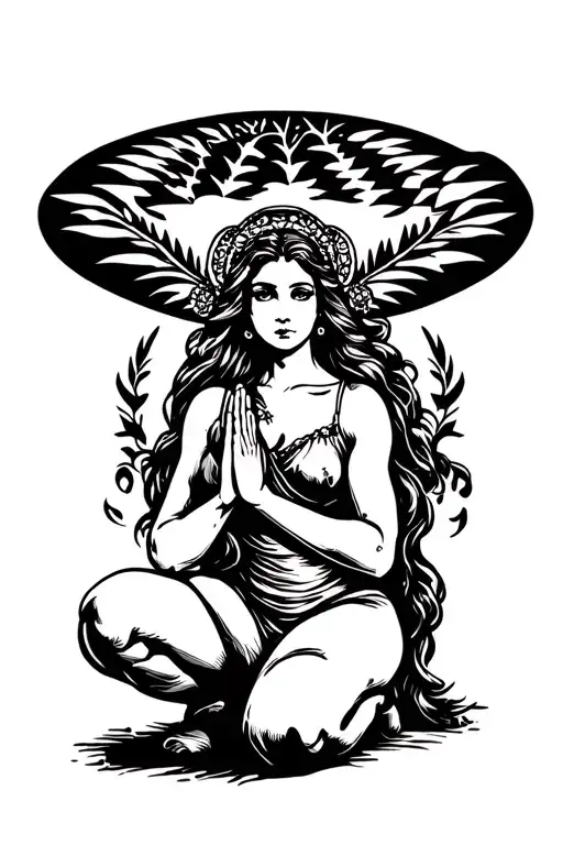 Female Kneeling Praying