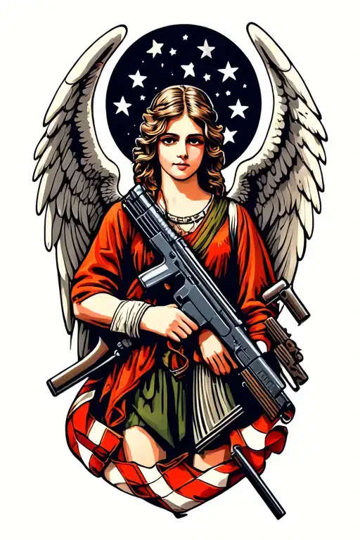 Angel With Ak 47 Rifle
