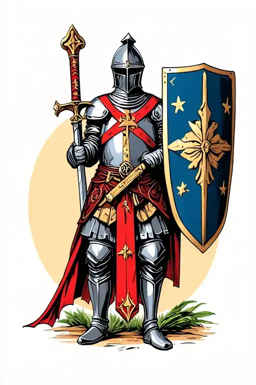 Templar Knight With Sheild And Sword
