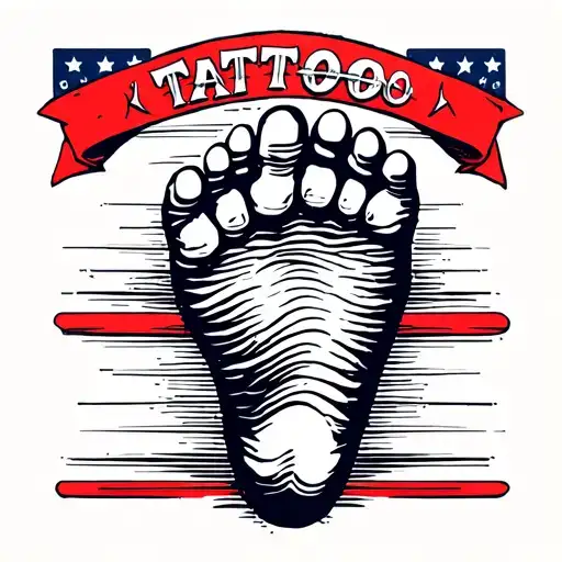 Baby Footprint With Red Bar Above And Below It