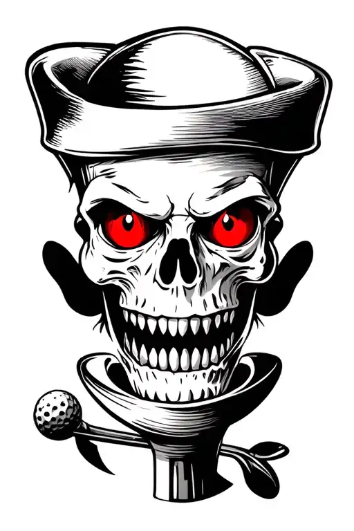 Golf Tee With Red Eyes And Teeth