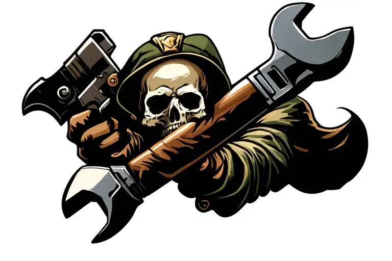 Skull Soldier Holding A Wrench
