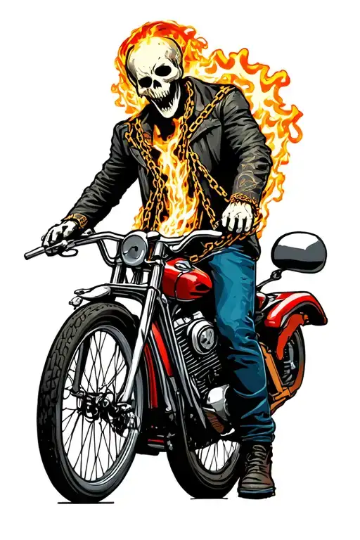 Ghost Rider With His Bike And Chains Wrapped