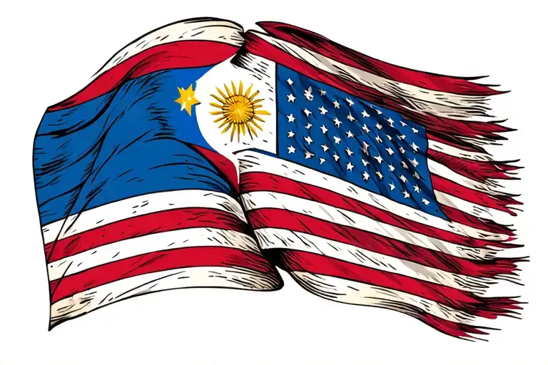 Philippines Flag With American Flag Intertwined