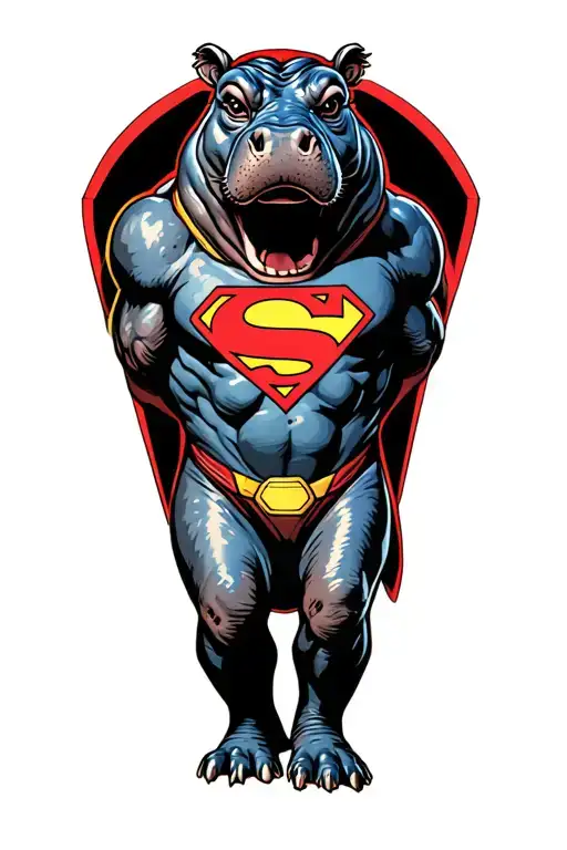 Mars Pygmy Hippo As Superhero With Words Because That's What Heroes Do