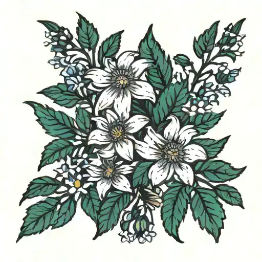 Vine With Flowers Aster Honeysuckle Flowers