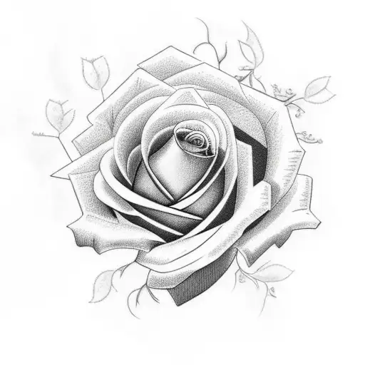 Rose With Hawthorn Blossums Behind The Rose