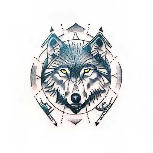 Wolf With Viking Compass