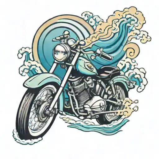 Motor Bike With Ocean Waves